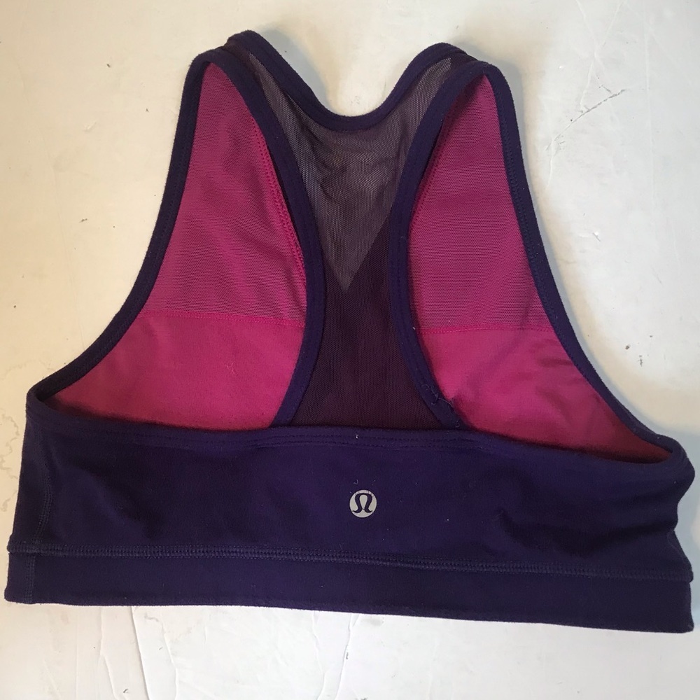 Lululemon V Neck Sports Bra Mesh Racerback T-Back Support Stretch Tank Top Crop